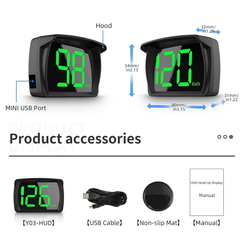 wiiiw GPS Speedometer Digital Speedometer for Car MPH Speedometer Plug & Play Head Up Display for Car Compatible with All Vehicle Models Equipped with a USB Port - Image 2